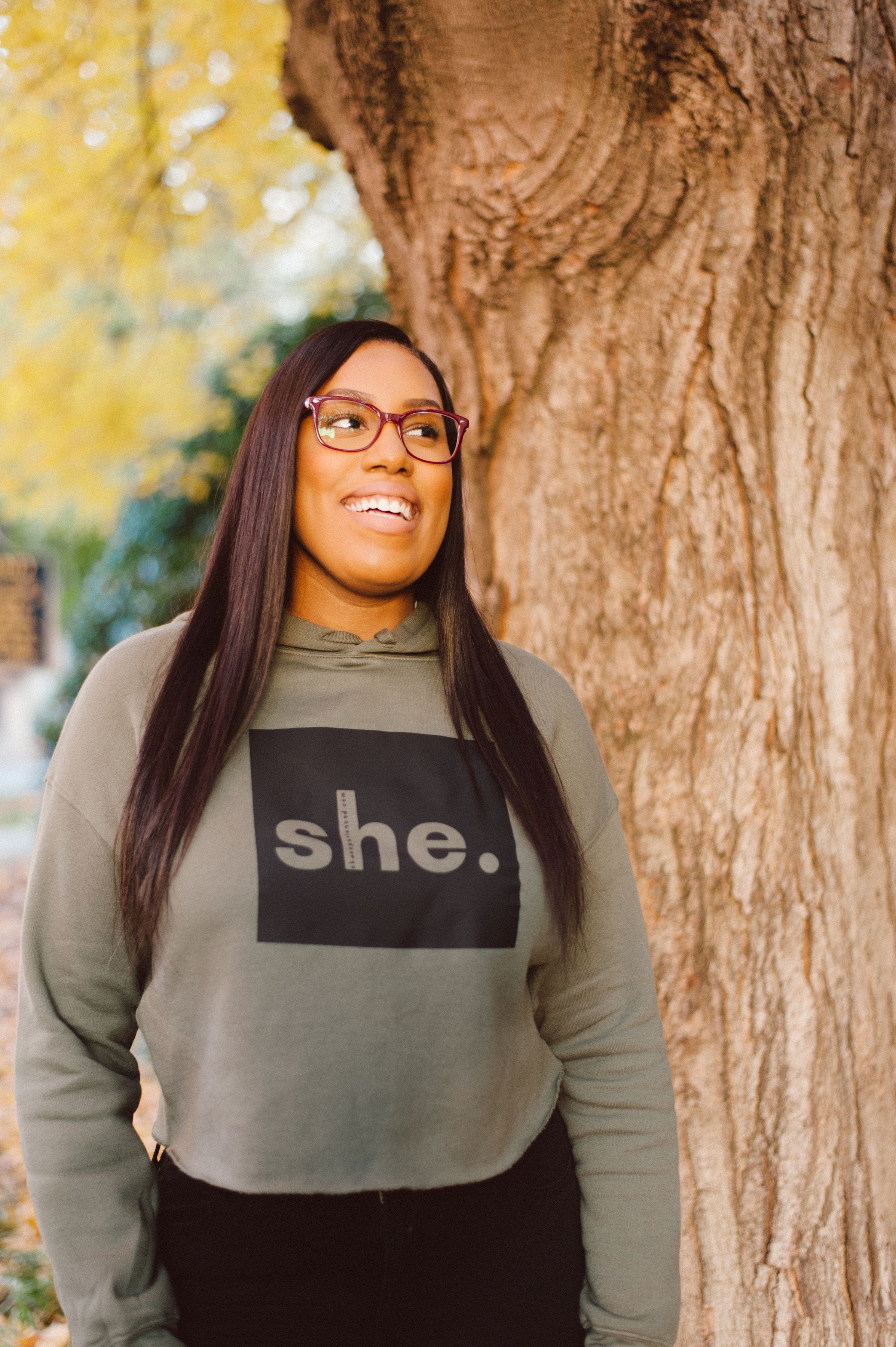 "she experienced" cropped hoodie