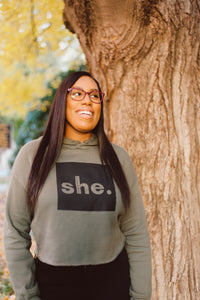 "she experienced" cropped hoodie
