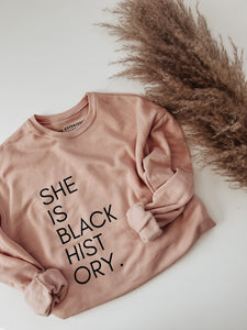 "she is black history" crewneck
